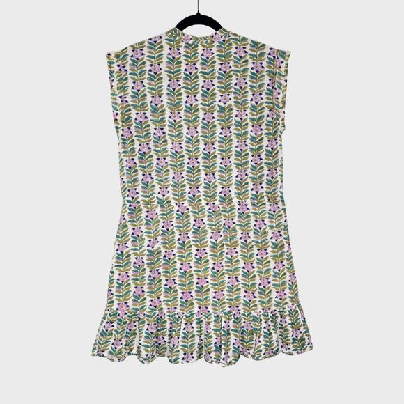 Perry Walker Womens Dress Green Floral Mini Cap Sleeve A Line Boho 1 US Small - Picture 2 of 11